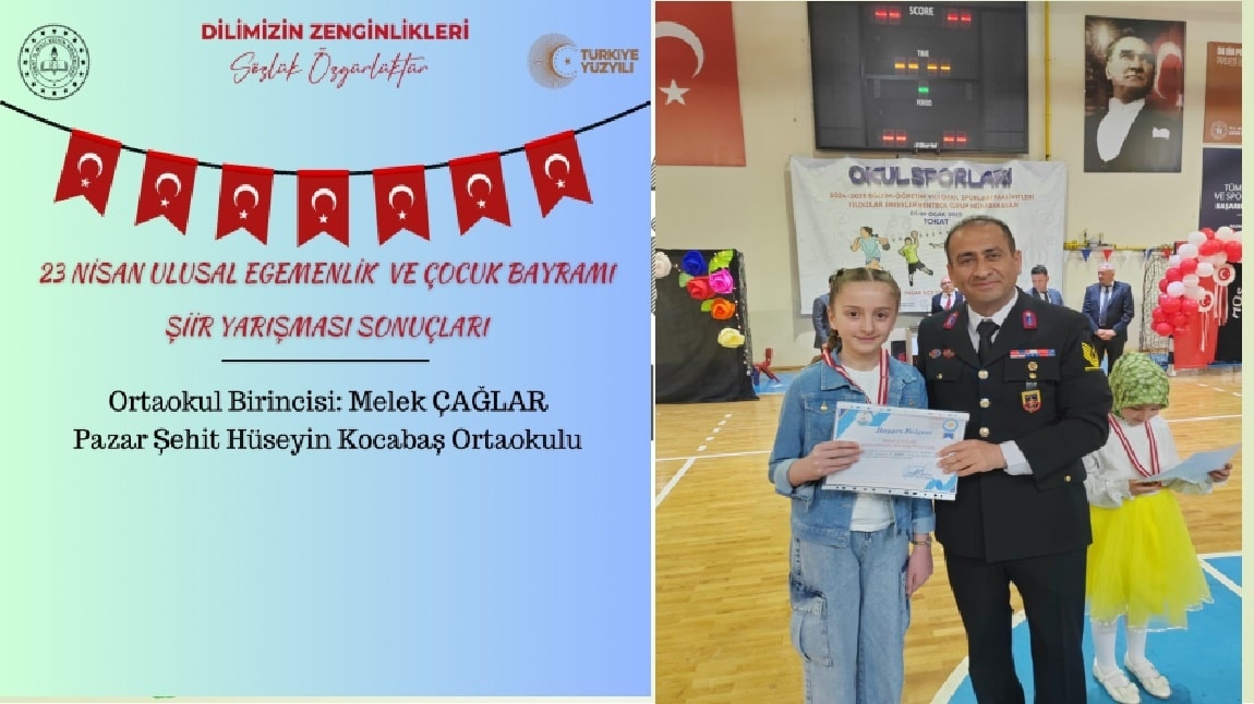 Dilimizin Zenginlikleri Şiir yarışmasında Melek Çağlar  İl Birincisi  Oldu